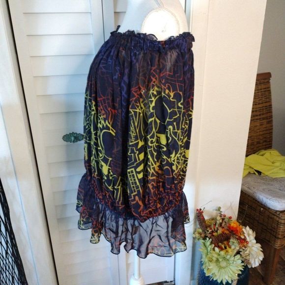 APPLE Bottoms off shoulder peplum bottom blouse Y2k 1X - Picture 6 of 11